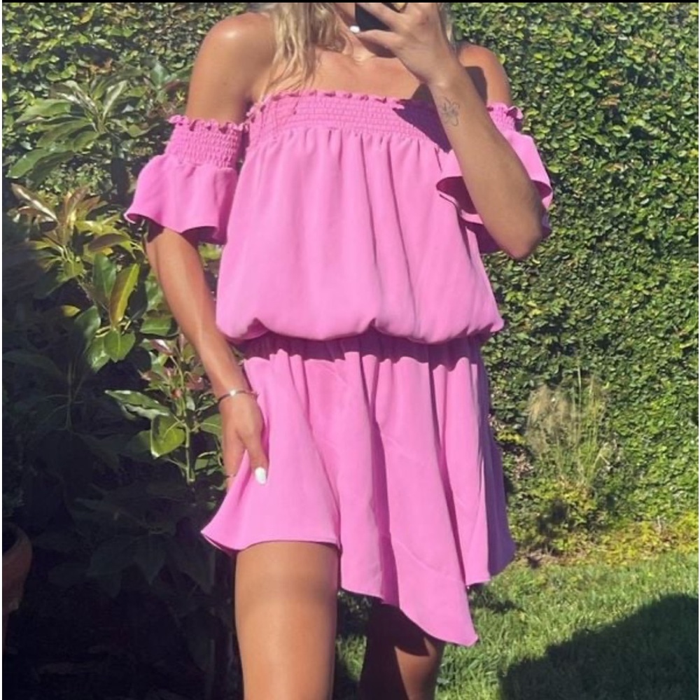 Revolve Amanda Uprichard off shoulder mini dress